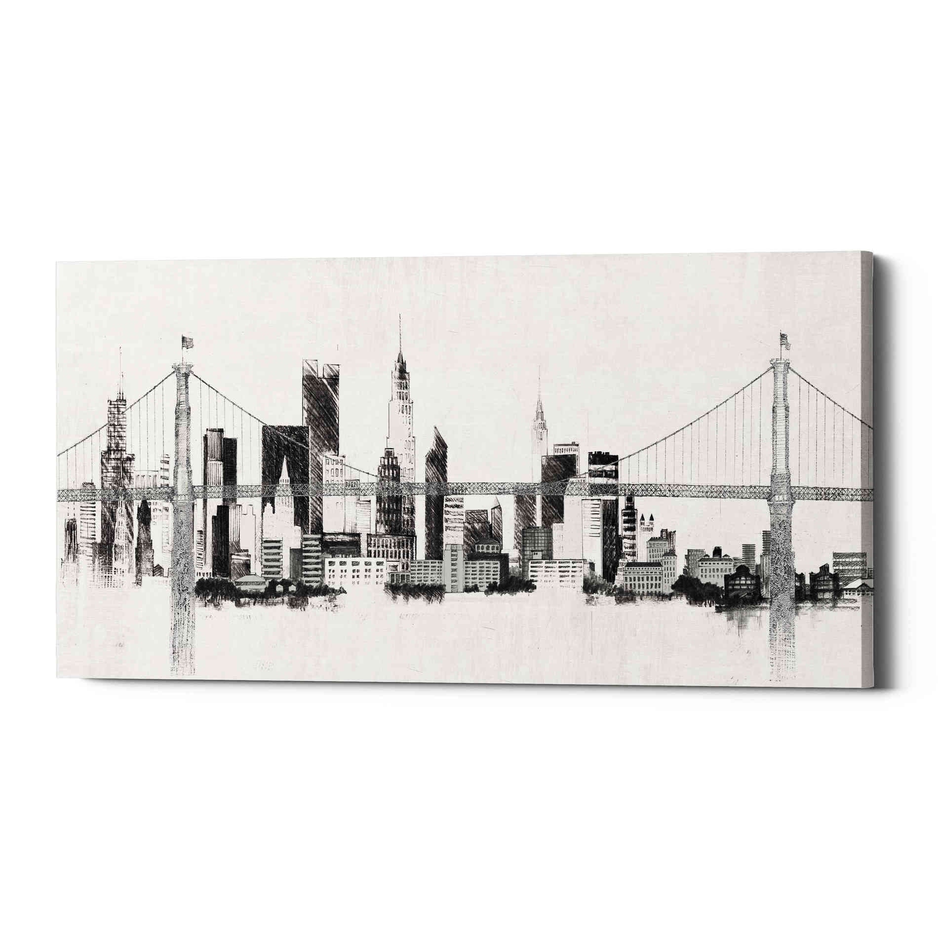 'Bridge And Skyline Silver' by Avery Tillmon, Canvas Wall Art