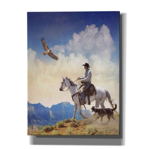 Image of 'Cowboy with Dog and Hawk' by Chris Vest, Giclee Canvas Wall Art