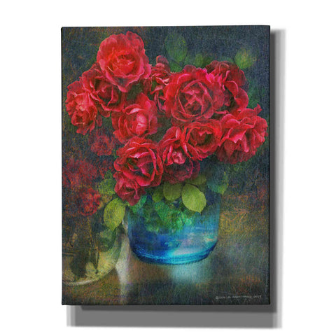 Image of 'Roses in Blue Jar' by Chris Vest, Giclee Canvas Wall Art