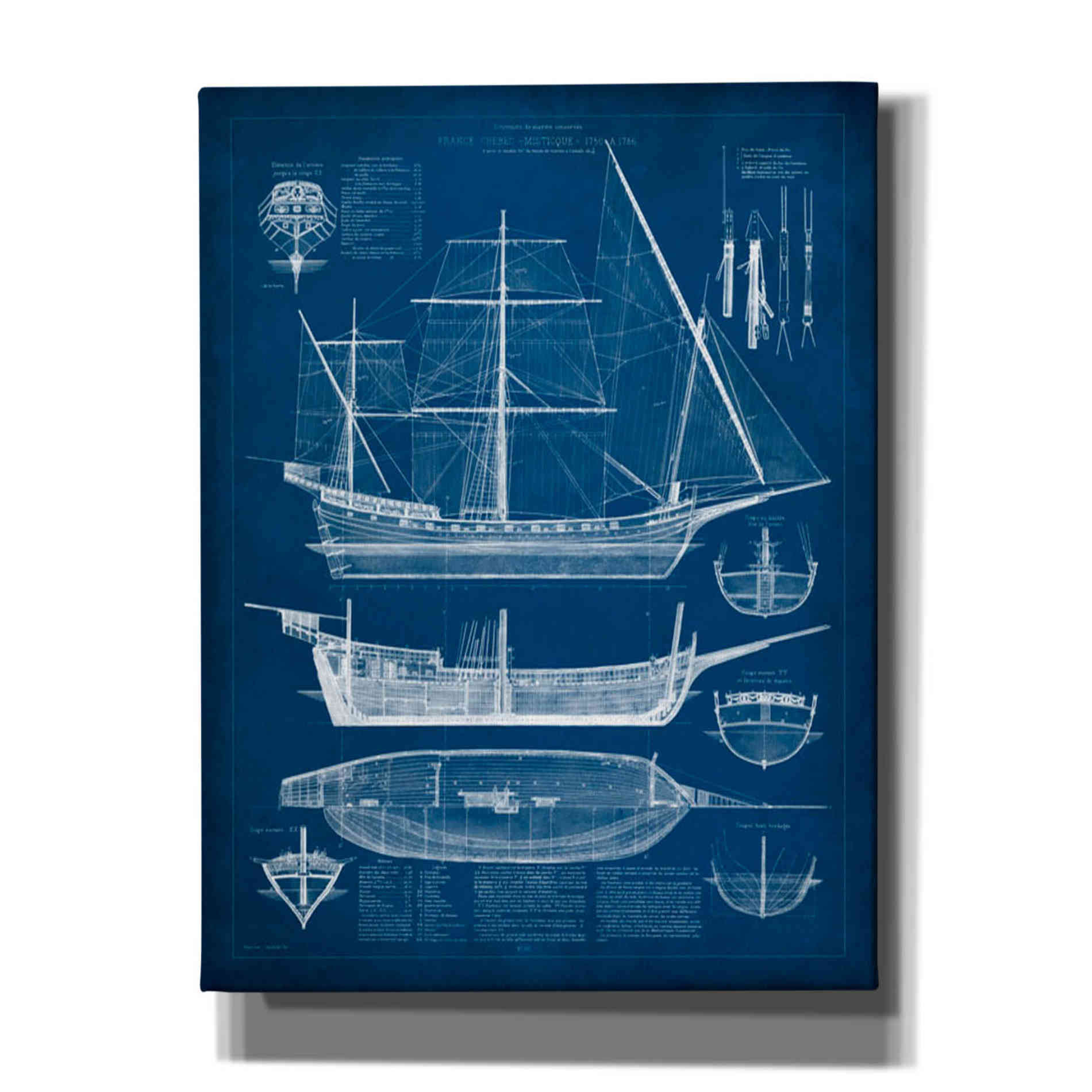 'Antique Ship Blueprint I' by Vision Studio Giclee Canvas Wall Art