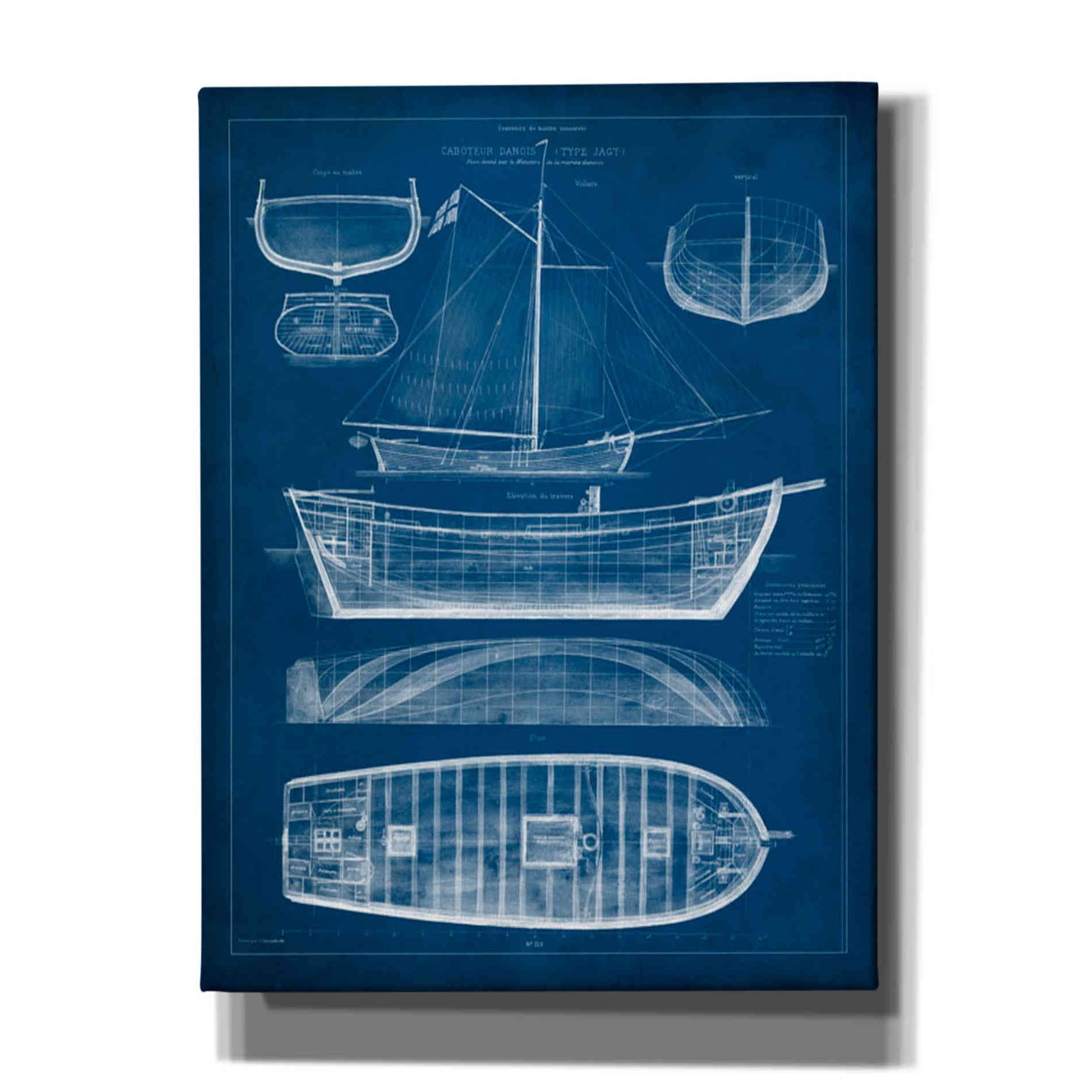 'Antique Ship Blueprint II' by Vision Studio Canvas Wall Art