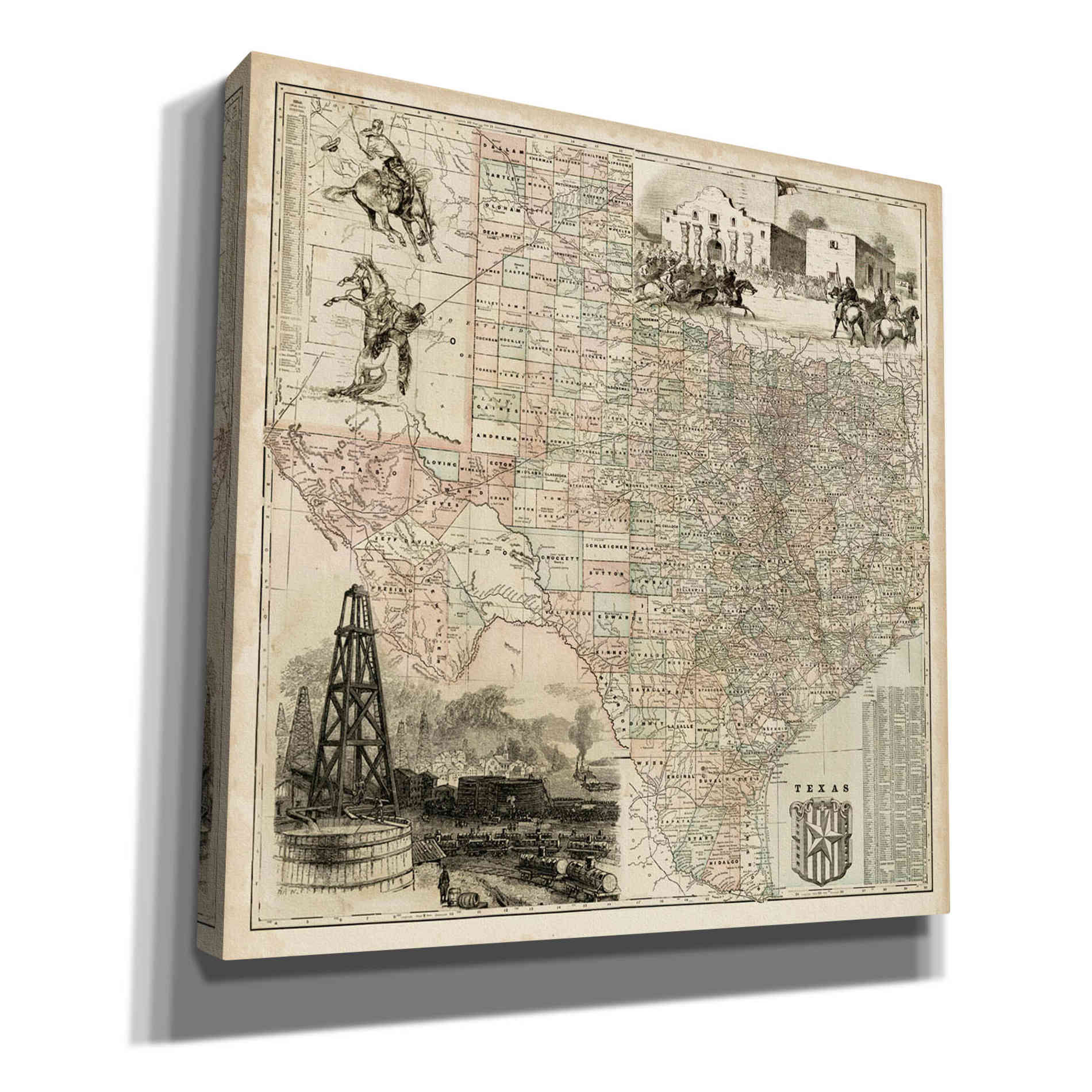 'Map of Texas' by Vision Studio Giclee Canvas Wall Art