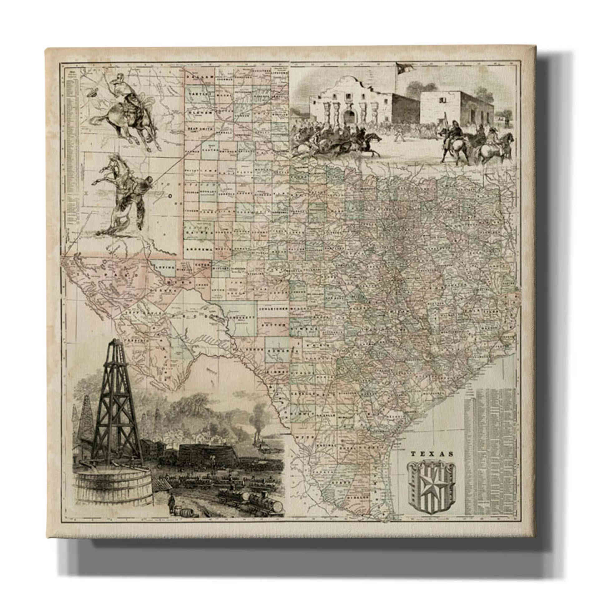 'Map of Texas' by Vision Studio Giclee Canvas Wall Art