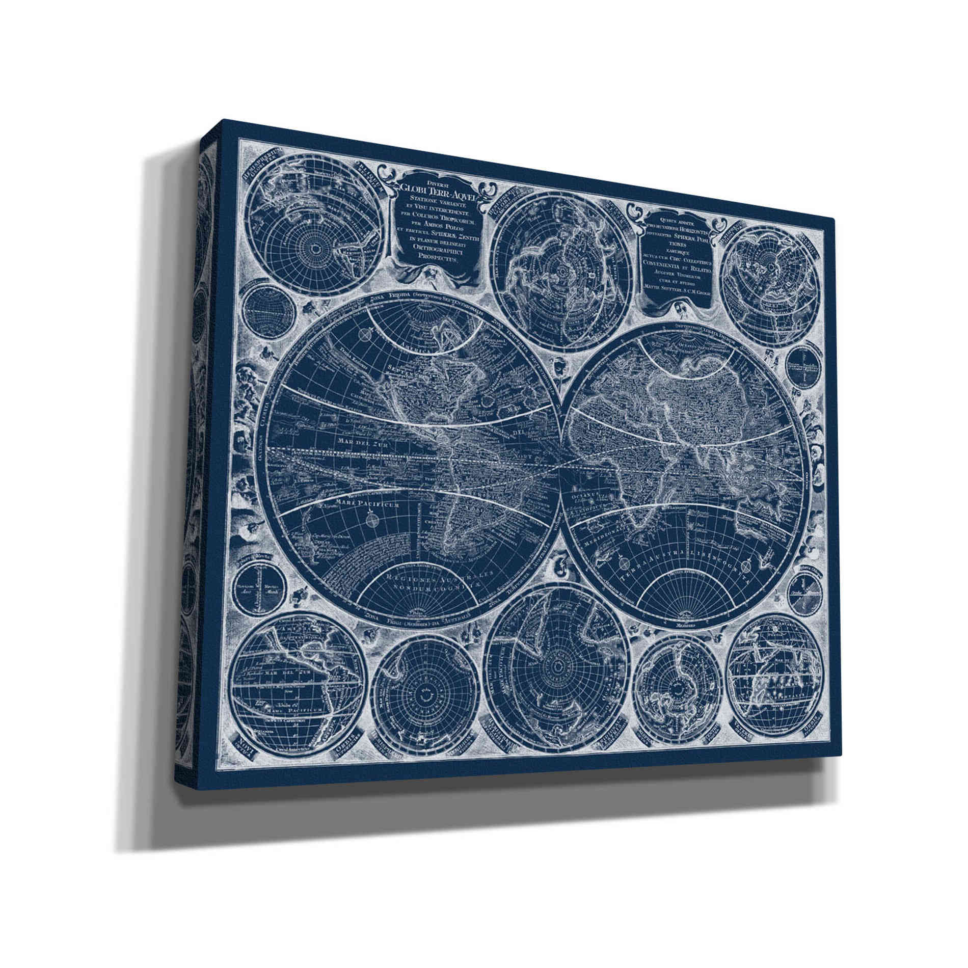 'World Globes Blueprint' by Vision Studio Giclee Canvas Wall Art