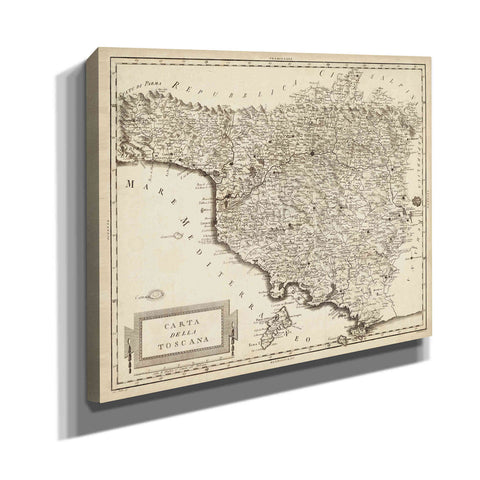 Image of 'Antique Map of Tuscany' by Unknown Giclee Canvas Wall Art