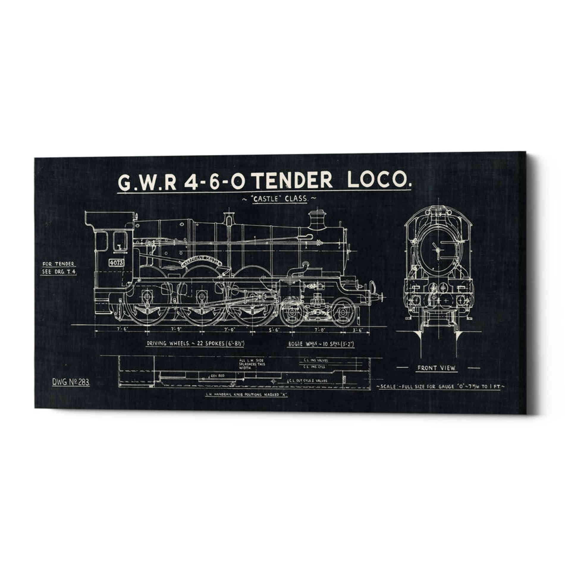 'Train Blueprint III' by Wild Apple Portfolio, Canvas Wall Art