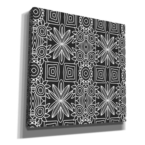 Image of 'Black And White Boho Floral' by Linda Woods, Canvas Wall Art