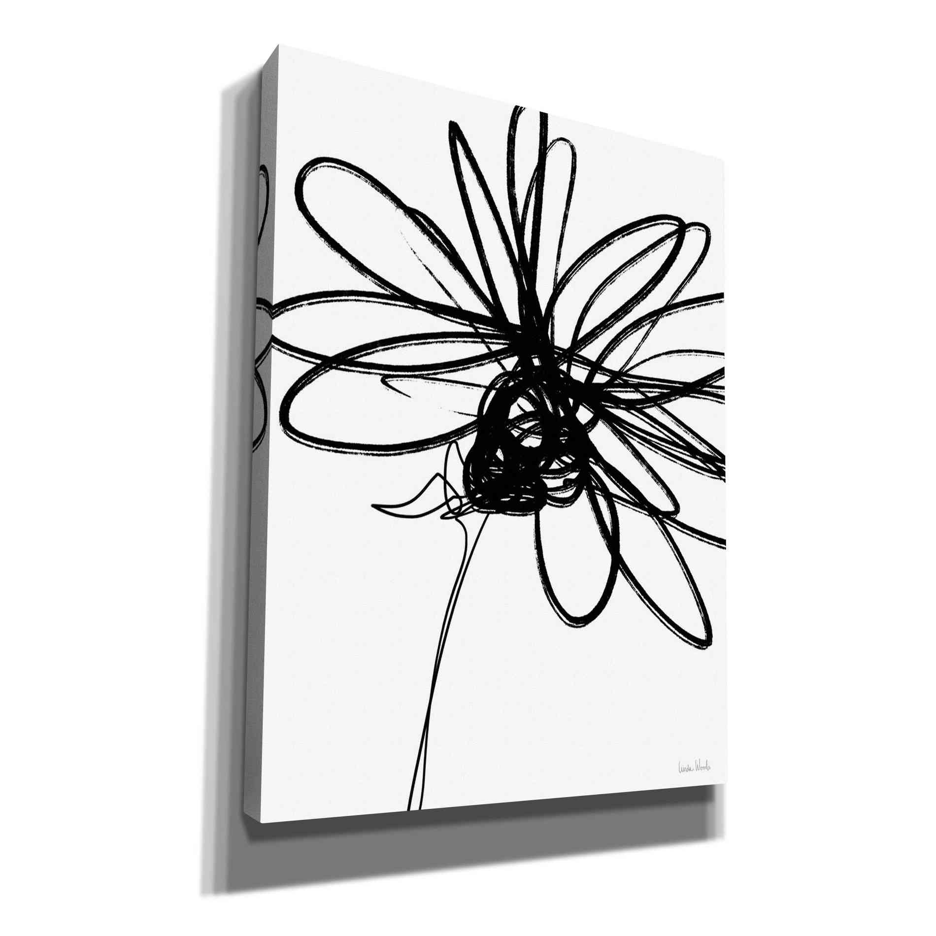 'Black Ink Flower III' by Linda Woods, Canvas Wall Art