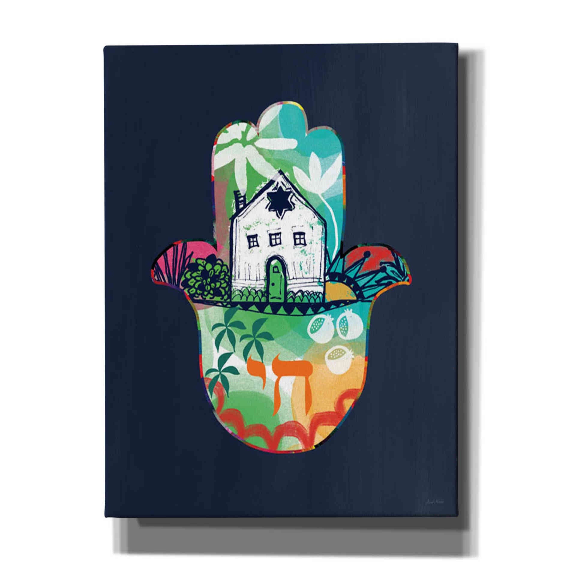 'Colorful Home Hamsa' by Linda Woods, Canvas Wall Art
