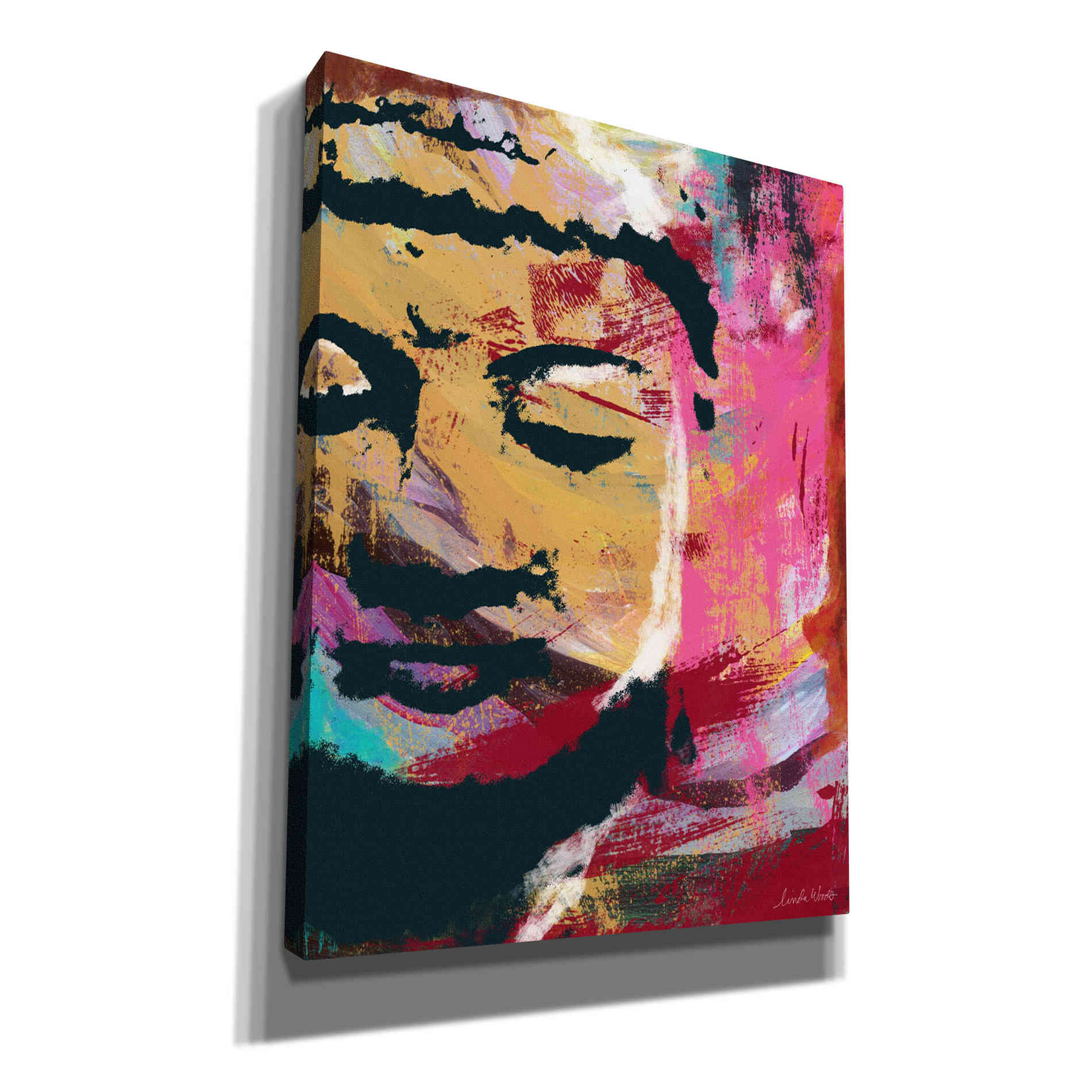 'Painted Buddha III' by Linda Woods, Canvas Wall Art