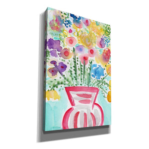 'Red Vase Of Flowers' by Linda Woods, Canvas Wall Art