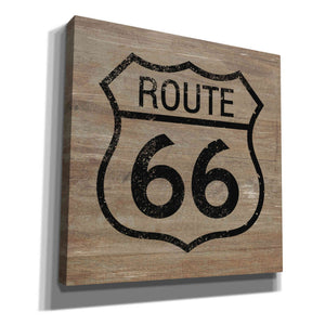'Route 66 Black On Wood' by Linda Woods, Canvas Wall Art