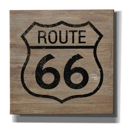 Image of 'Route 66 Black On Wood' by Linda Woods, Canvas Wall Art