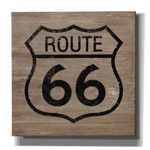 'Route 66 Black On Wood' by Linda Woods, Canvas Wall Art