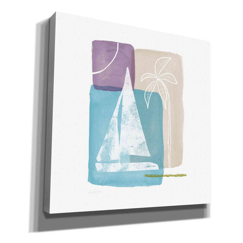 Image of 'Sailboat and Palm' by Linda Woods, Canvas Wall Art