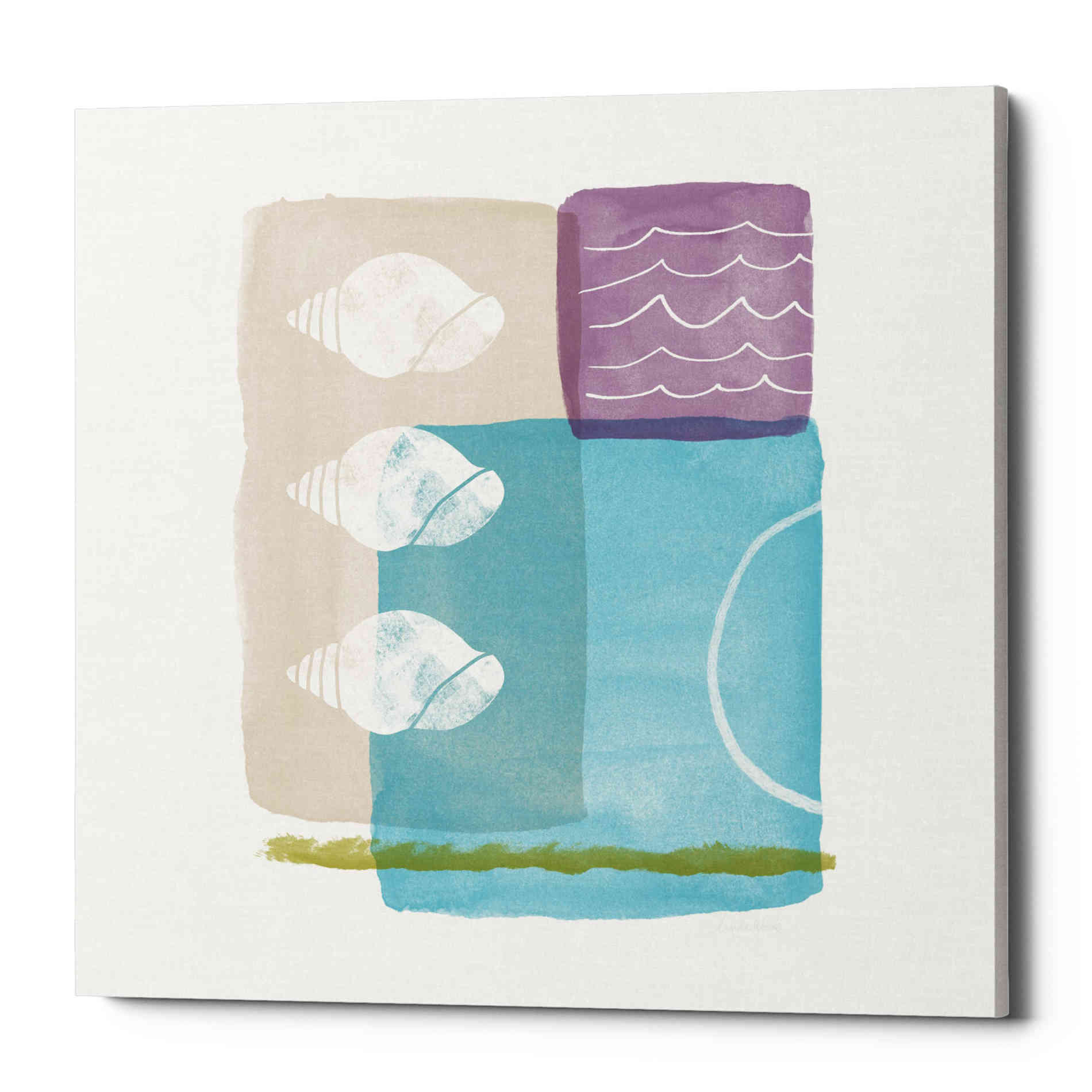 'Seashells And Waves' by Linda Woods, Canvas Wall Art