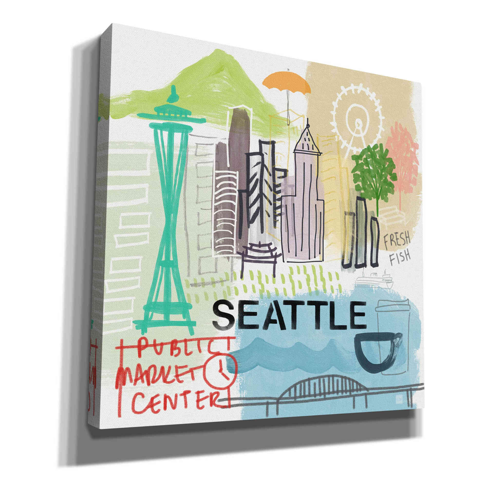 'Seattle' by Linda Woods, Canvas Wall Art