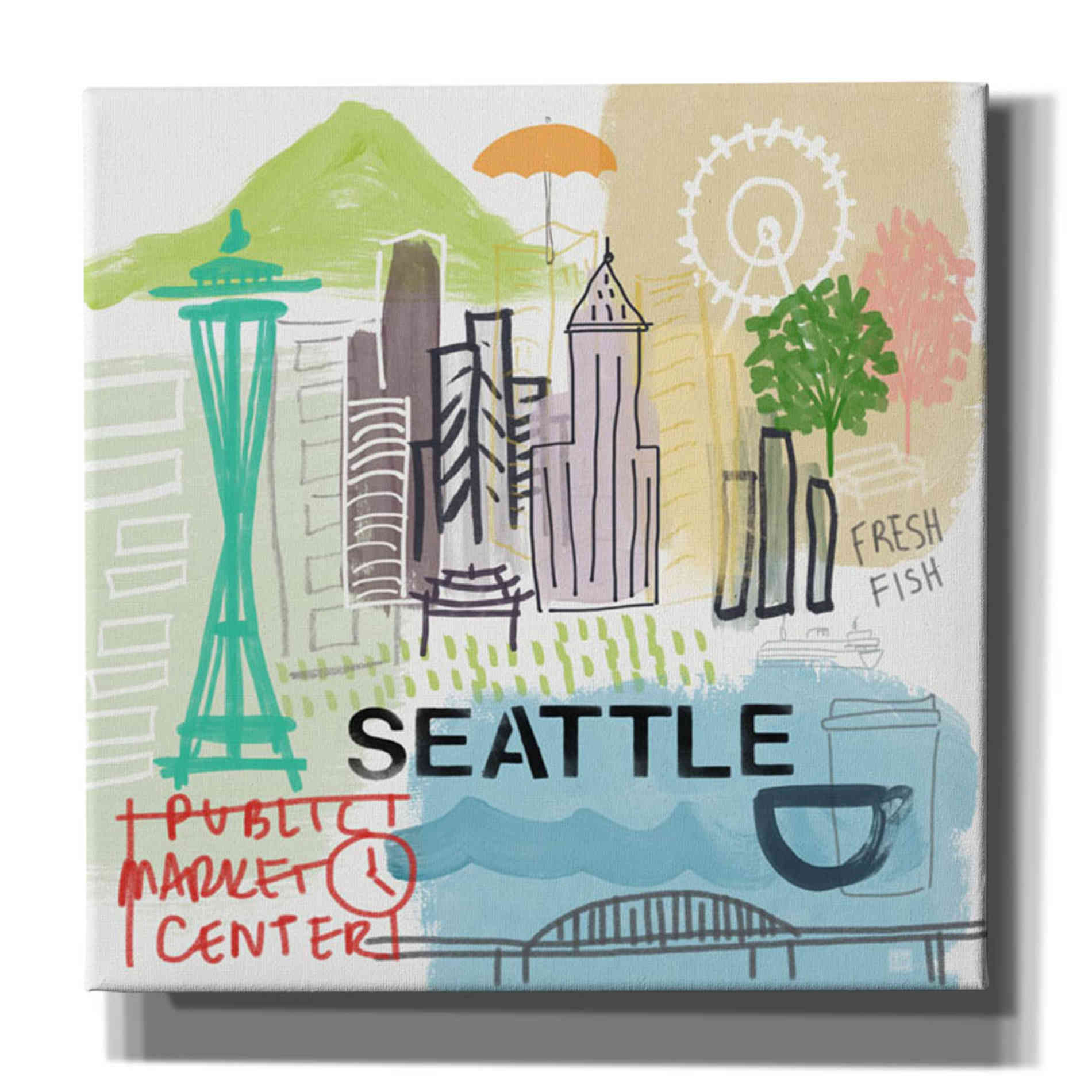 'Seattle' by Linda Woods, Canvas Wall Art