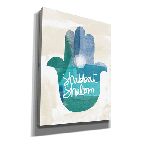 Image of 'Shabbat Shalom Hamsa' by Linda Woods, Canvas Wall Art