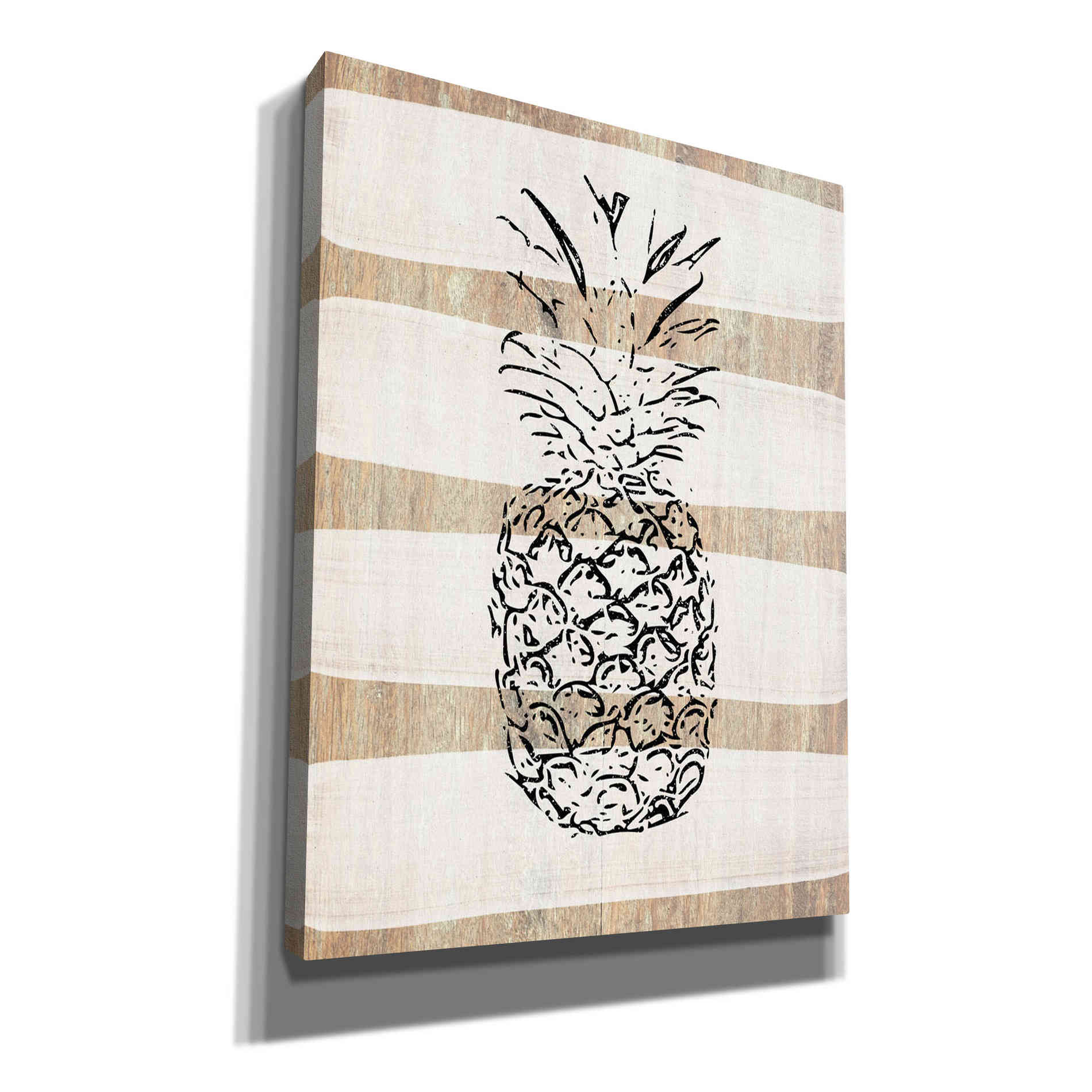'Simple Stripes Pineapple' by Linda Woods, Canvas Wall Art