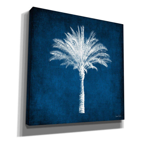 Image of 'Single Indigo And White Palm Tree' by Linda Woods, Canvas Wall Art