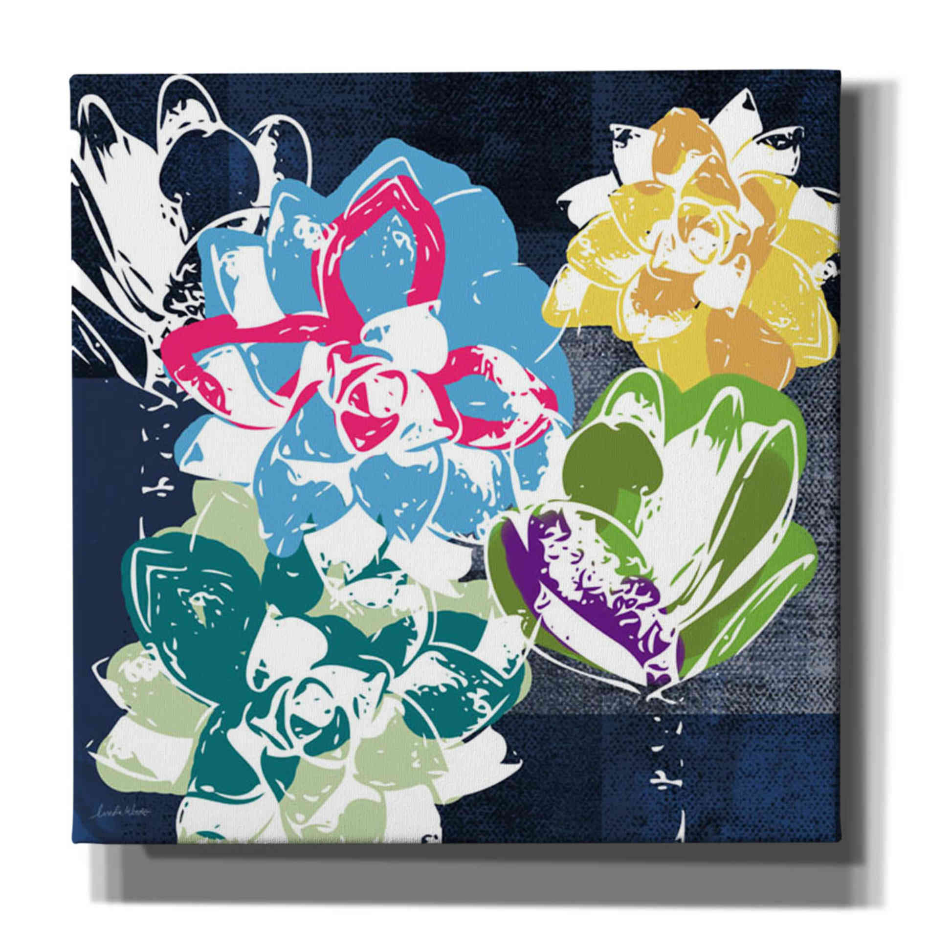 'Colorful Succulents II' by Linda Woods, Canvas Wall Art