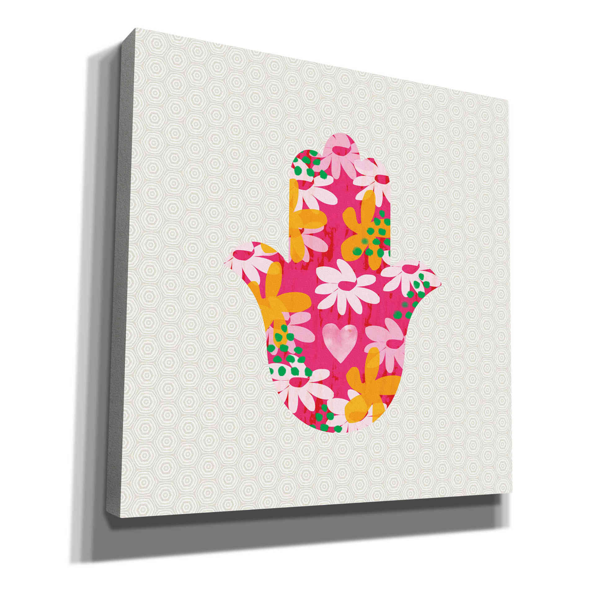 'Summer Garden Hamsa' by Linda Woods, Canvas Wall Art