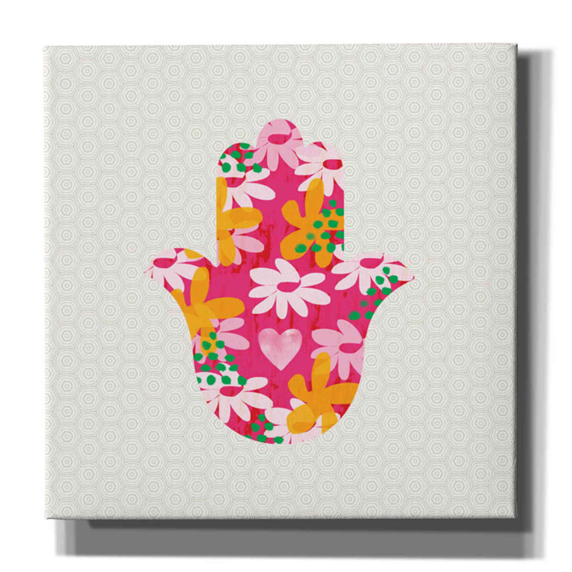 'Summer Garden Hamsa' by Linda Woods, Canvas Wall Art