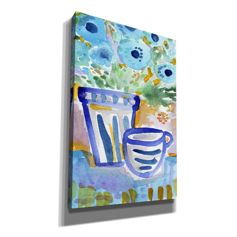 Image of 'Tea And Flowers I' by Linda Woods, Canvas Wall Art