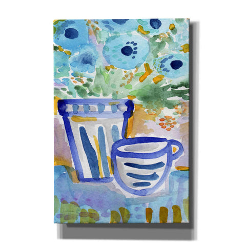 Image of 'Tea And Flowers I' by Linda Woods, Canvas Wall Art