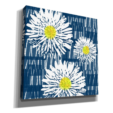 Image of 'White Flowers on Blue' by Linda Woods, Canvas Wall Art