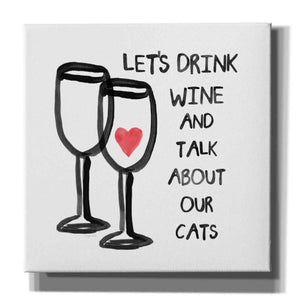 'Wine And Cats' by Linda Woods, Canvas Wall Art