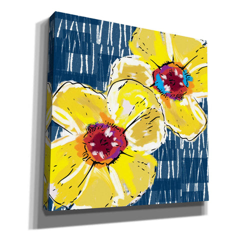Image of 'Yellow Poppies on Blue' by Linda Woods, Canvas Wall Art