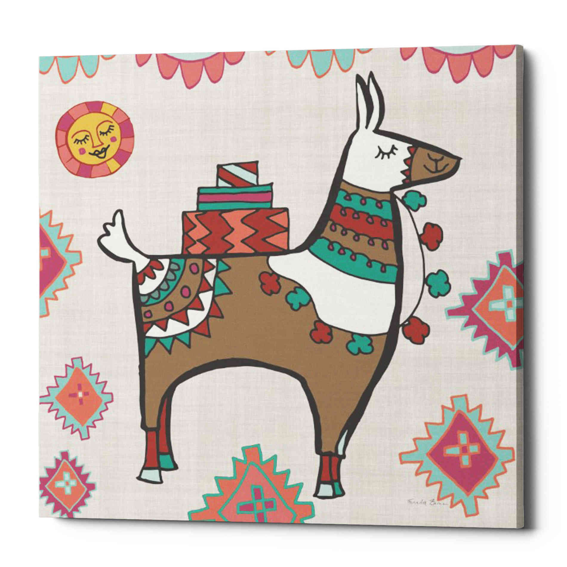 'Playful Llamas I' by Farida Zaman, Canvas Wall Art